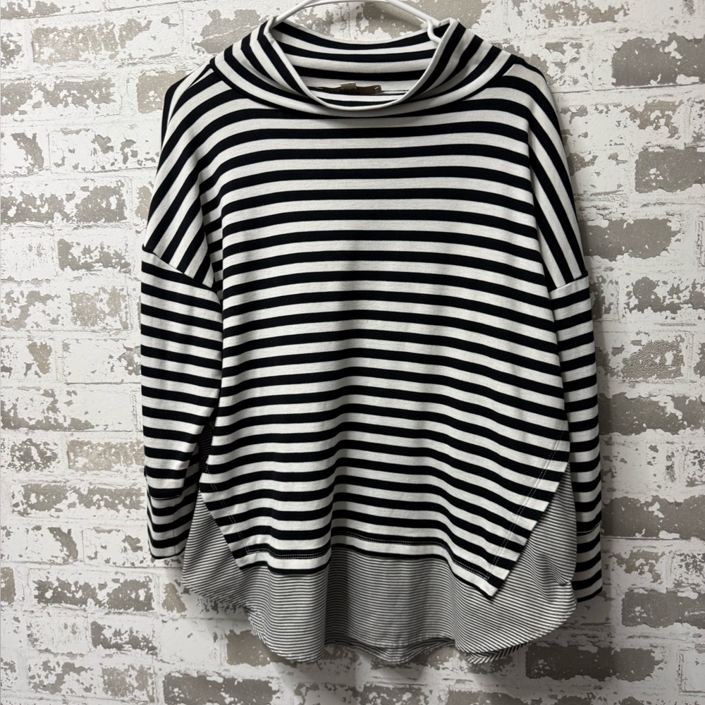 LOFT Black and White Striped Top